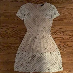 White and tan/cream lace dress